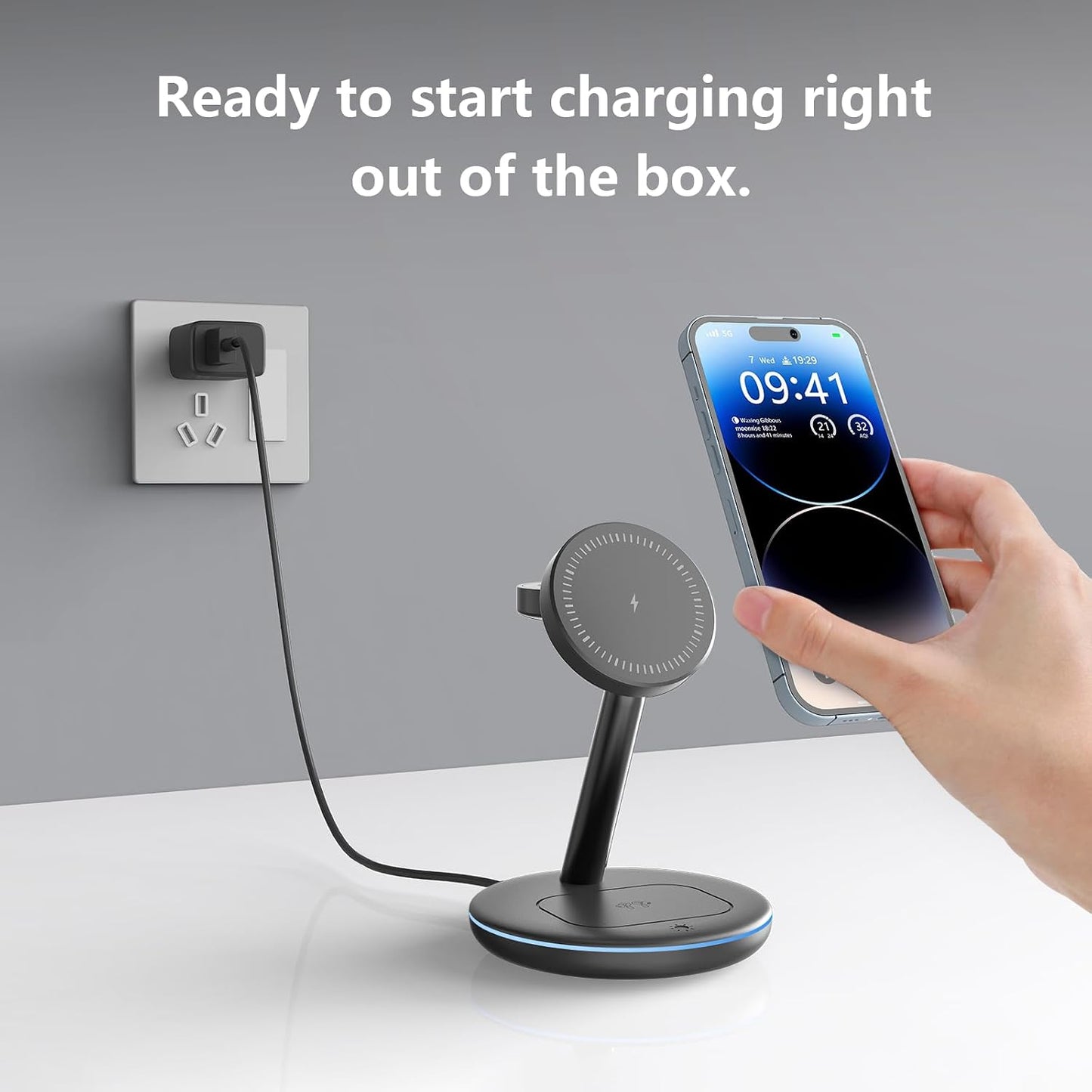QWOSE 2026 Traveling 3 in 1 Charging Station for Apple iPhone AirPods Watch | with Mag-Safe Wireless Charger Stand for iPhone 17 16 15 14 13 12 Series AirPods iWatch Series - Gifts for Wife & Husband