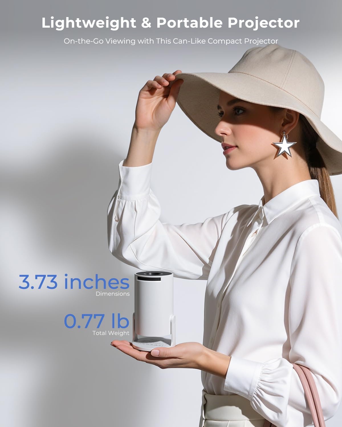Mini Projector, Portable Projector with Wifi and Bluetooth, Built in Apps, Support 4K 1080P, 180° Rotation, Auto Keystone, Movie Projector Compatible With HDMI/USB/TV Stick/Smartphone/Laptop