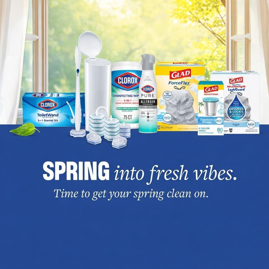 Clorox ToiletWand Disposable Toilet Cleaning System, Kills 99.9% of Germs and Viruses, Wand, Caddy and 6 Refill Heads
