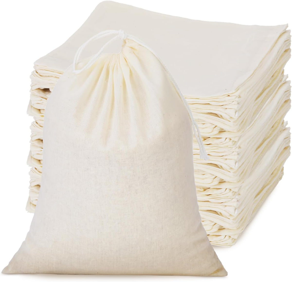 Tatuo 50 Pcs Muslin Bags 4 X 6 Inches, Cotton Drawstring Pouches Party