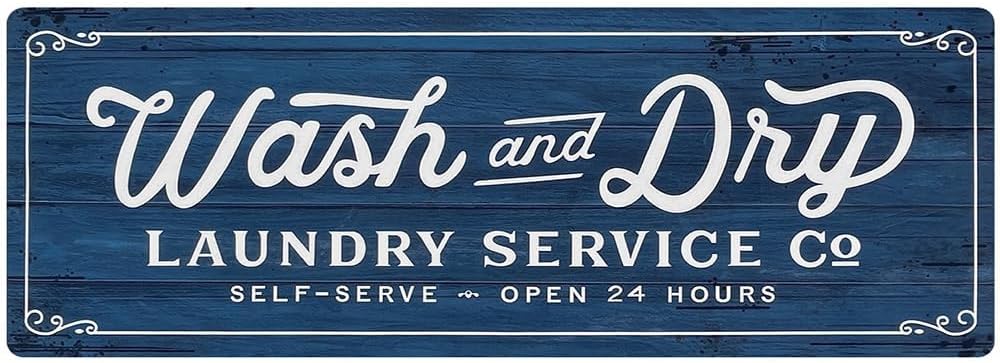 KOZYFLY Laundry Room Rug Runner 20"x48" Non Slip Kitchen Rugs Washable Laundry Room Mat Waterproof Mudroom Floor Carpet Runner Farmhouse Decor, 1.7x4ft, Navy, Wash and Dry