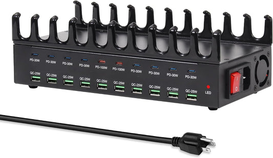 20-Port 690W Charging Station for Multiple Devices, Fast Charger Station | with Dual 100W PD PPS Port, Multi Device USB C Fast Charger Dock for MacBook Pro Laptop, iPhone, iPad, Tablet, Cell Phone
