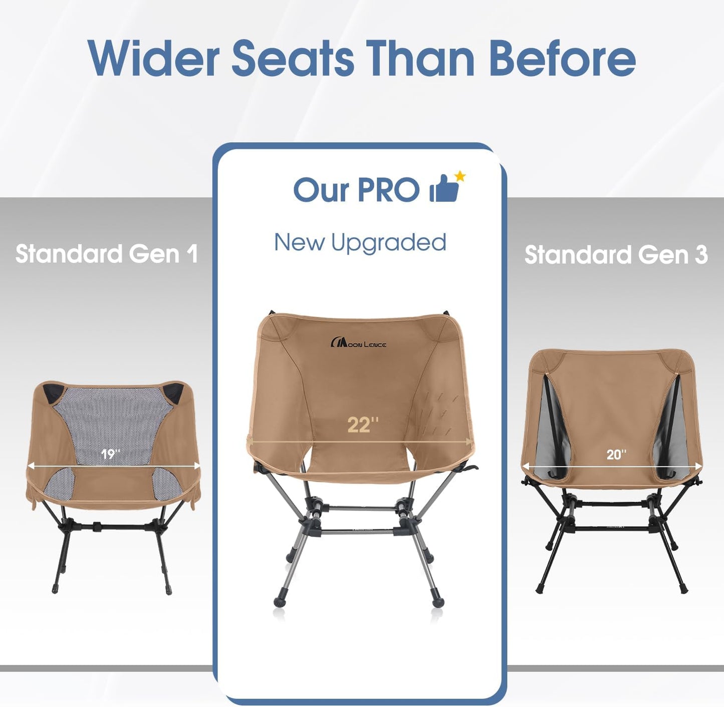 MOON LENCE Portable Camping Chair Plus, Larger & Roomier, Compact and Lightweight Still, Folding Chair for Backpacking & Hiking, 330Lbs Capacity (Desert Rust-2pack)