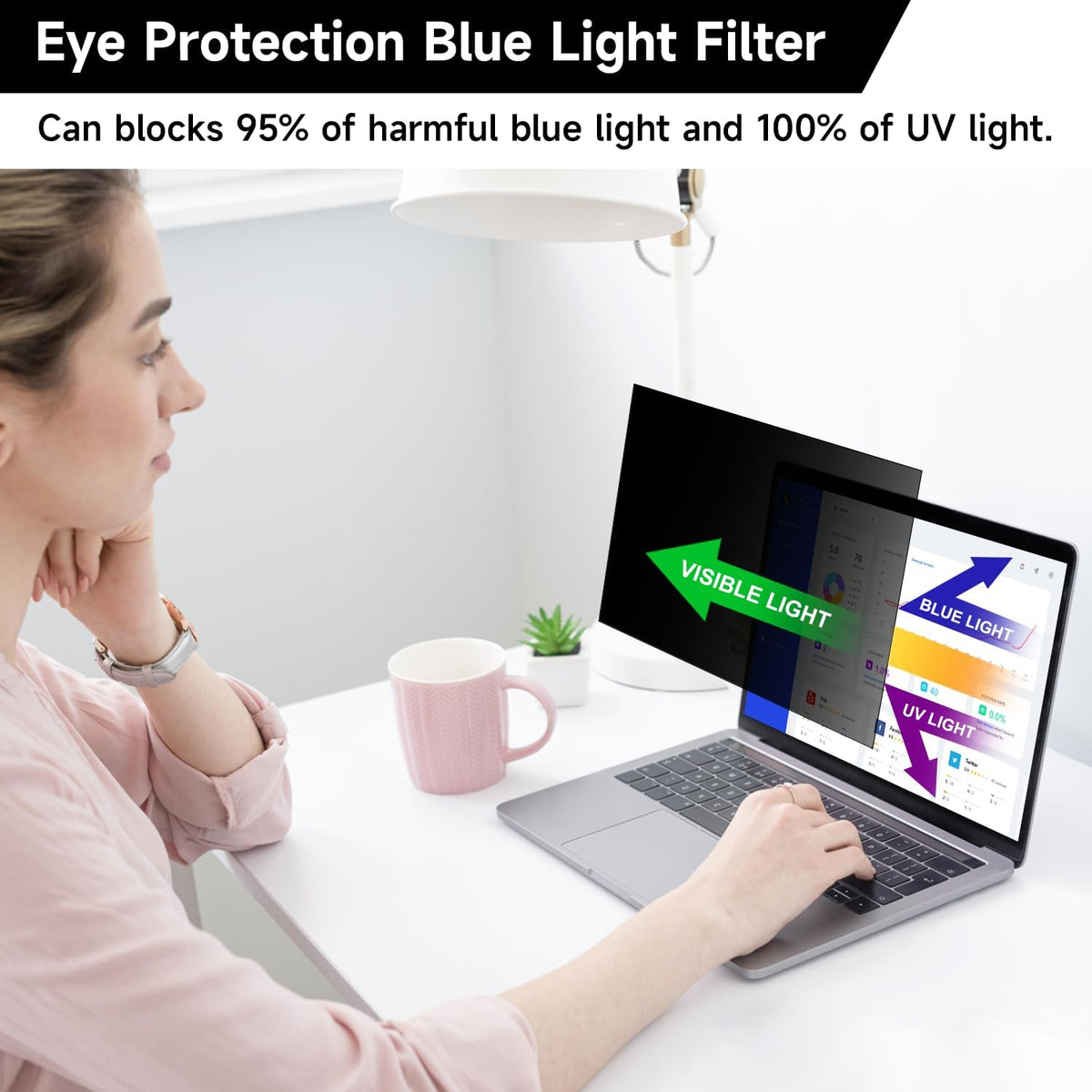 14 Inch 16:10 Laptop Privacy Screen Filter, Anti Blue Light Glare & Anti Scratch Computer Privacy Shield for 14" with 1920x1200 Aspect Ratio Laptop