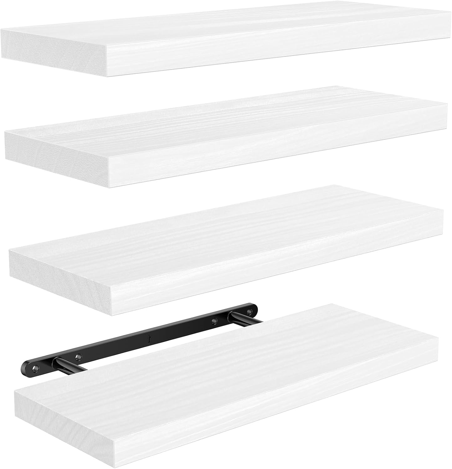 AMADA HOMEFURNISHING Floating Shelves, Paulownia Wood Wall Shelves for Bathroom/Living Room/Bedroom/Kitchen, Wood Floating Shelf for Home Storage & Organization, Set of 4 15.75" L x 5.91" W x 0.98" H