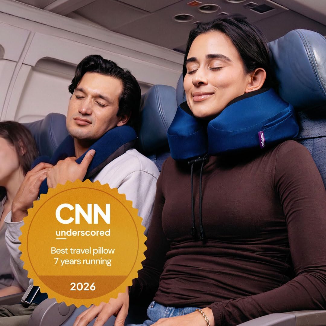 Cabeau Evolution S3 Travel Pillow – Straps to Airplane Seat – Ensures Your Head Won’t Fall Forward – Relax with Plush Memory Foam – Quick-Dry Fabric Keeps You Cool and Dry (Indigo)…