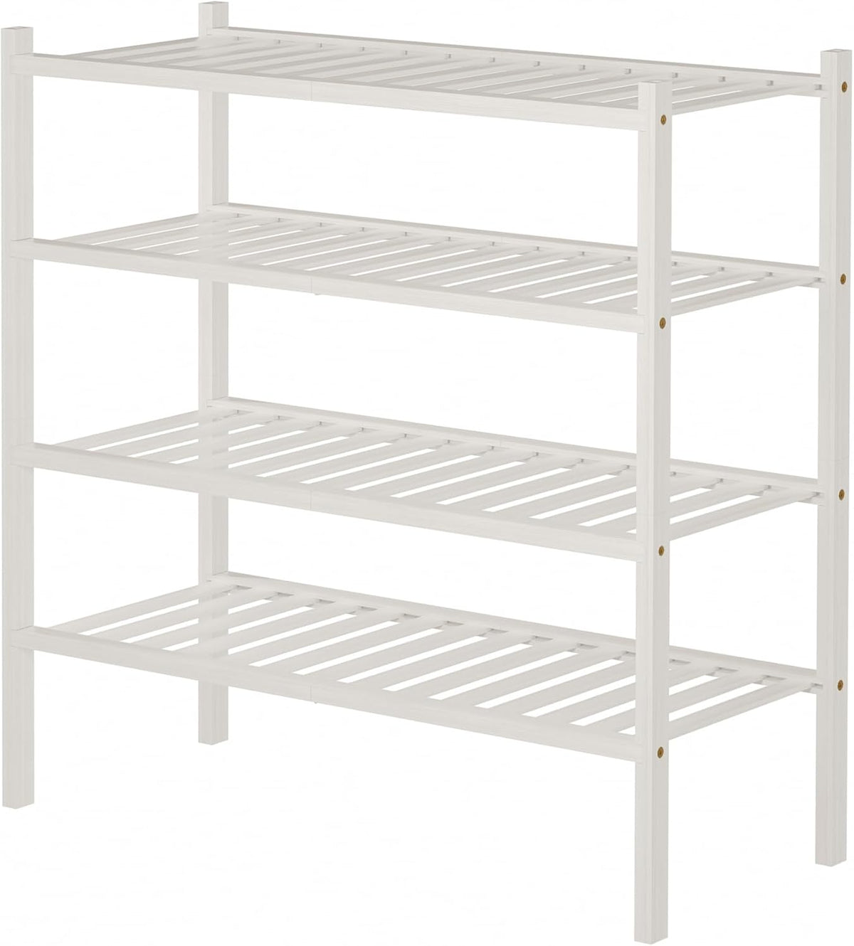 ROMGUAR CRAFT 4 Tier Bamboo Shoe Rack for Closet Free Standing Wood Shoe Shelf for Entryway Small Space Stackable 27"x11"x26" (White)