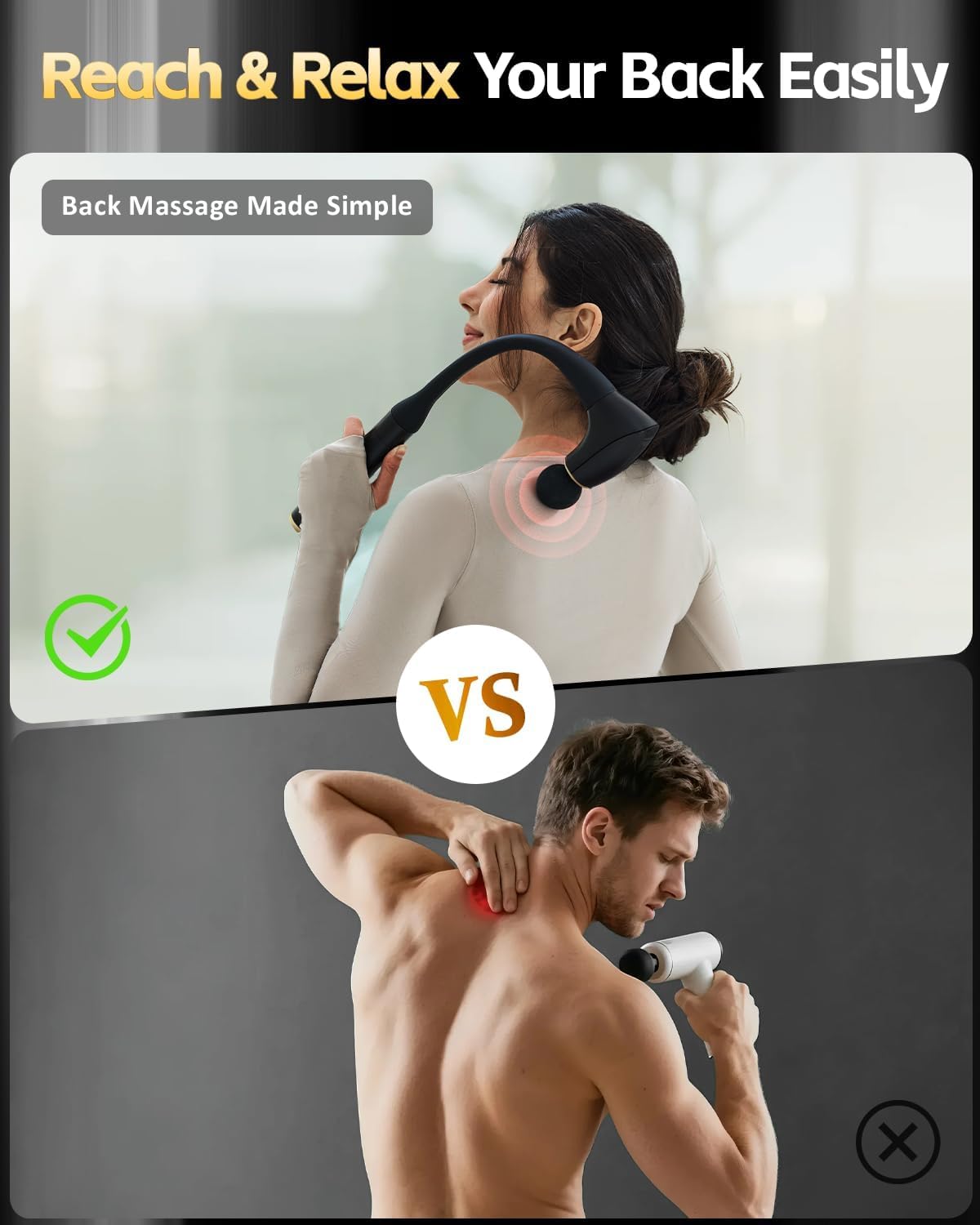 2-in-1 Detachable Massage Gun Deep Tissue with Extension Handle