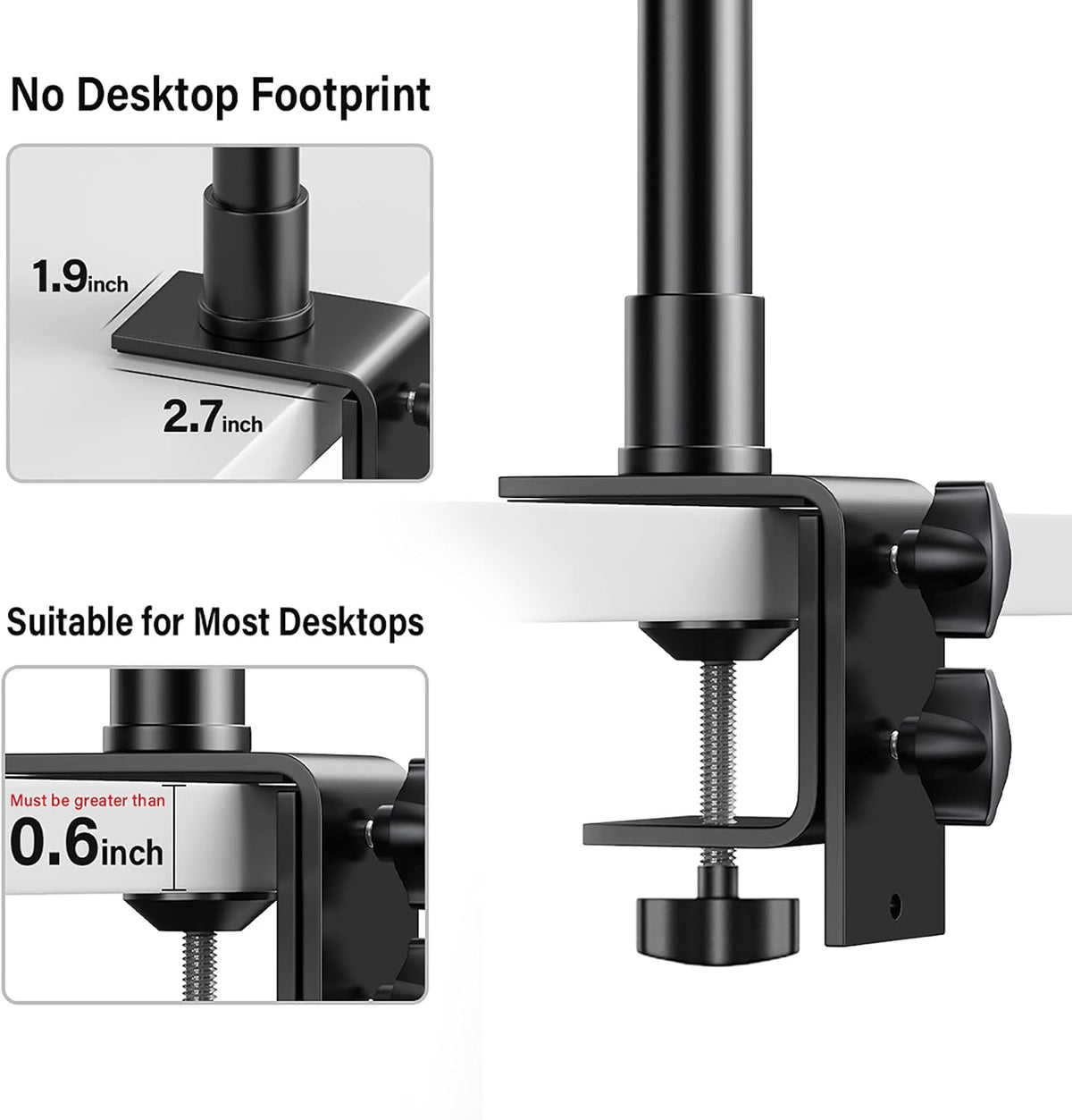 2-Pack Camera Desk Mount Stand with 1/4" Ball Head and Cold Shoe Mount Adapter,12.9-22" Tabletop Mounts Stand, Adjustable Aluminum Desktop Light Stand, for DSLR Camera, Ring Light, Video Light