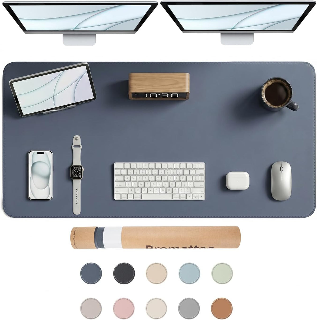 Large Desk Pad Non-Slip Desk Mat Protector for Keyboard Mouse Waterproof Vegan Leather Surface Faux Leather Laptop Mat Smooth Mouse Pad Premium Gift Tube Dusk Navy 47" x 23"