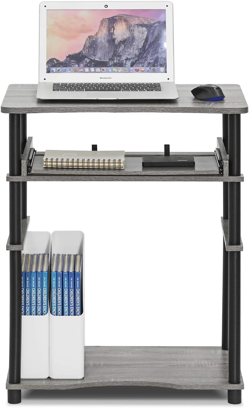 Furinno 10016GYW/BK Home Laptop Notebook Computer Desk, French Oak Grey/Black