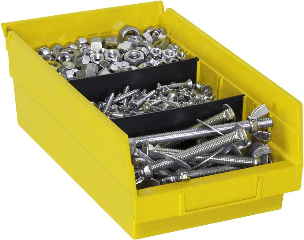 Akro-Mils 30130 Plastic Shelf Bins, Heavy Duty Storage Bins for Garage, Closet, and Drawer Organization, 12" x 6-1/2" x 4", Yellow, 12-Pack