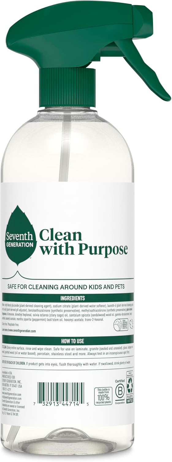 Seventh Generation All Purpose Cleaner, Degreasing Formula, Fresh Morning Meadow Scent, 23 oz (Pack of 4)