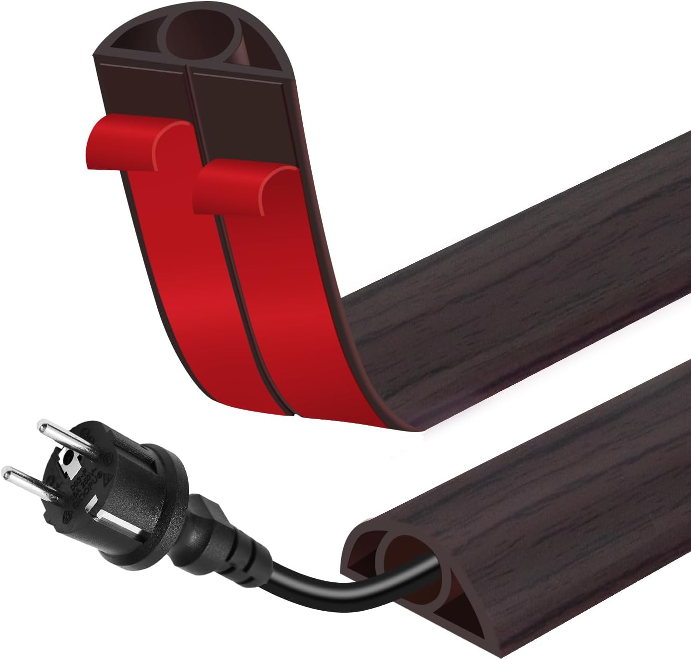 Floor Cord Cover for Wires on Floor Self Adhesive Cord Hider | Floor Cable Cover Floor Wire Covers for Cords Prevent Cable Trips, Cord Cavity W 0.32" x H 0.32", Black Walnut, 10Ft