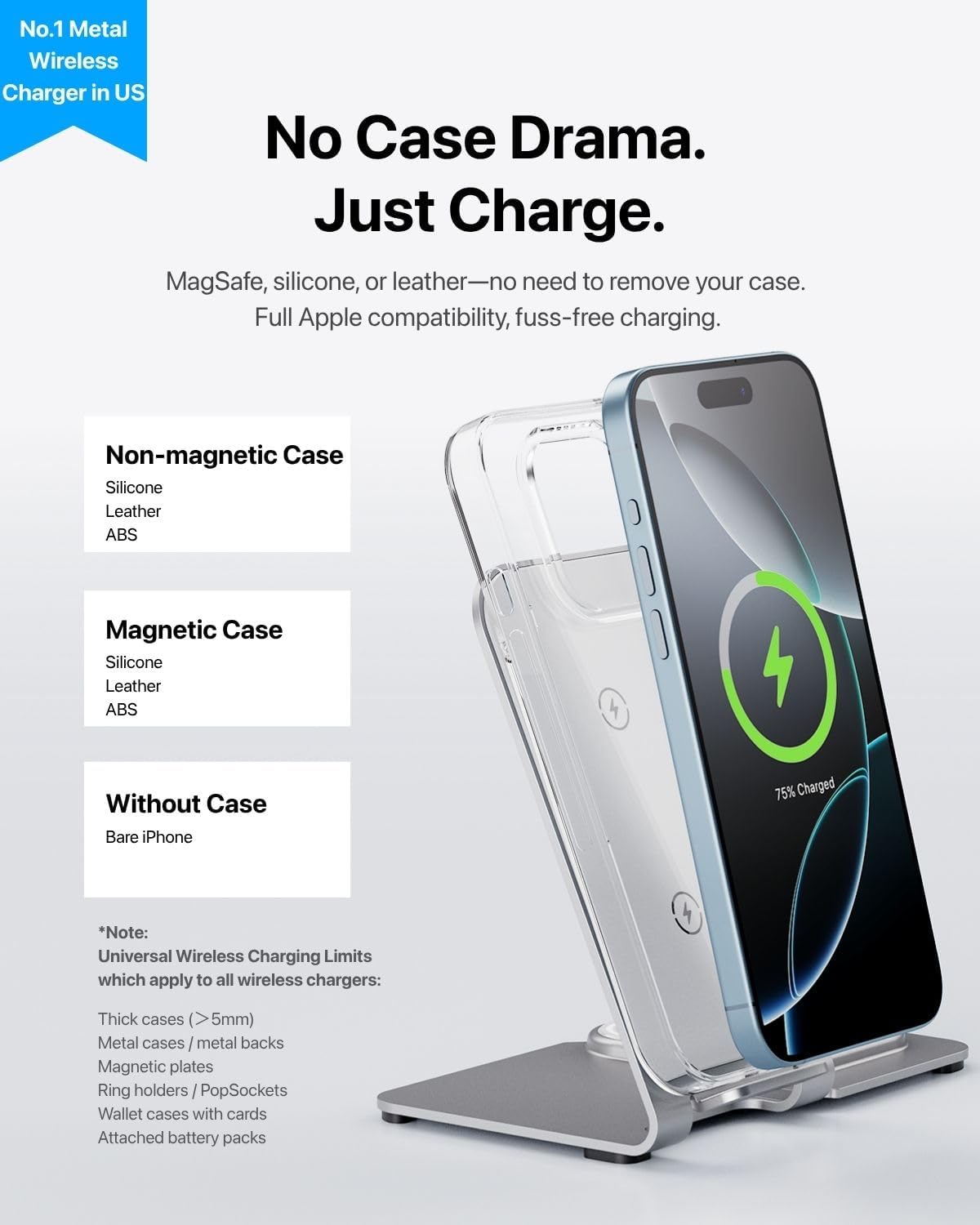 Intoval 3 in 1 Wireless Charger for iPhone 17/16/15/14/13/12,Wireless Charging Station for Apple Devices, Aluminum Charging Stand for iWatch 11 10 9 Ultra 3/2 SE 3/2,for AirPods 4 3 2 Pro 3/2