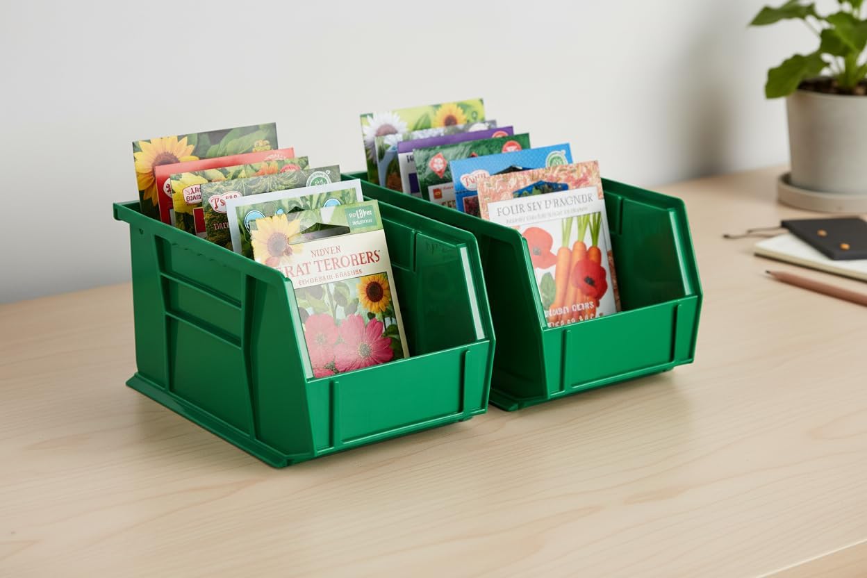 HE HUDSON EXCHANGE 9.5" x 6" x 5" Plastic Stackable Storage Bin, Green