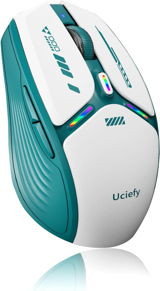 Uciefy V19 Wireless Mouse, USB C Rechargeable Mice for Laptop, LED-Green