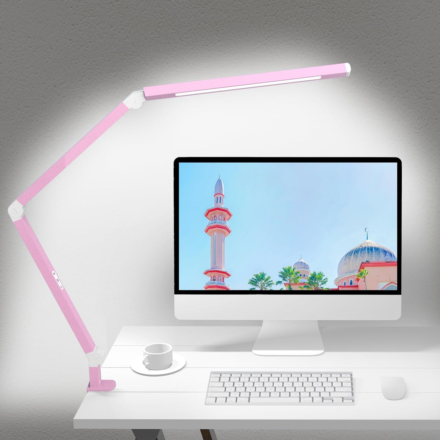 LED Desk Lamp with Clamp, Architect Desk Lamp with Dual Light and Adjustable Swing Arm, Clip-on Eye-Care 4 CCT Modes & 5 Brightness Levels Table Light Modern Computer Lighting for Home Office