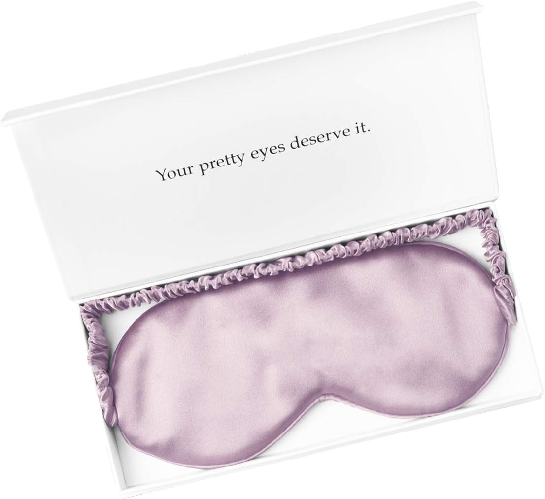 Silk Sleep Mask Light Blocking Luxury 100% Mulberry 19mm Silk Eye Mask Eye Cover Blindfold Ultra Soft Light & Comfy Anti Aging Skin Care with Travel Bag Gift Package