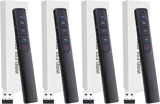 (4 Units) Wireless PowerPoint Presentation Clicker with Red Laser