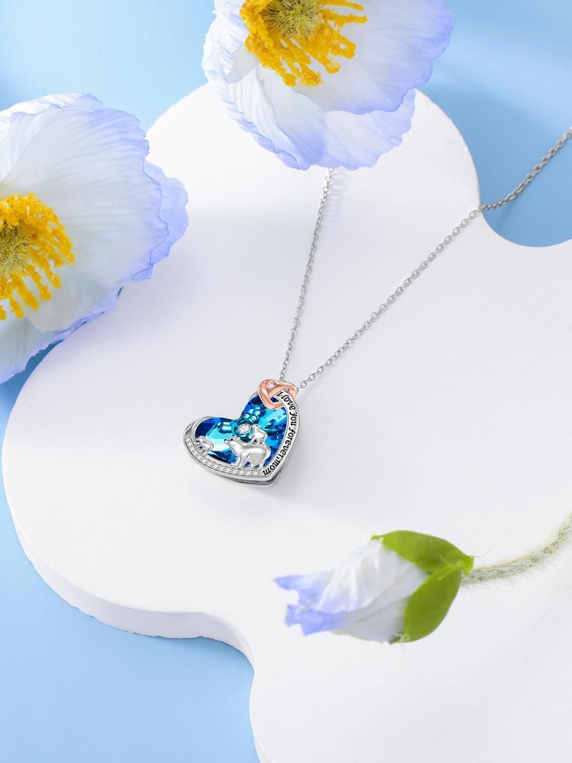 Mom Jewelry Gifts 925 Sterling Silver Mama Bear/Dinosaur/Cat/Bird/Chicken Necklace with 1 2 3 4 5 Cubs for Women Mother Wife Grandma