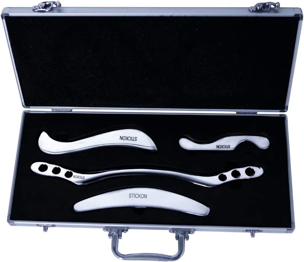 STICKON Stainless Steel Gua Sha Scraping Massage Tool Set IASTM Tools Great Soft Tissue Mobilization Tool (N Shape)