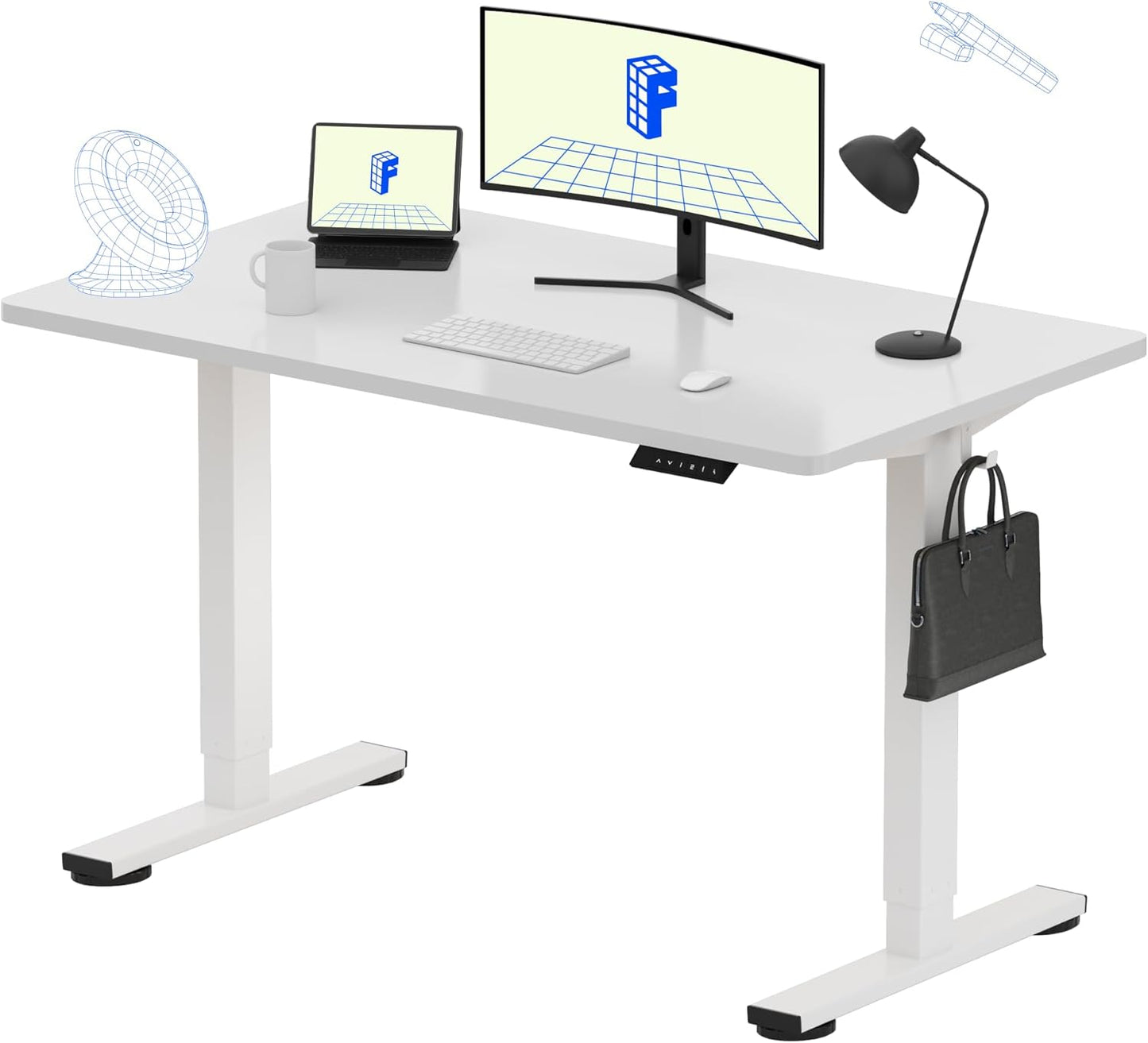FLEXISPOT EN1 One-Piece Standing Desk, Electric Adjustable with 4 Memory Presets, 176 LBS Capacity, Stable & Quiet, Seamless Desktop for Home Office & Dual Monitors, 48"x24" White(White Frame)