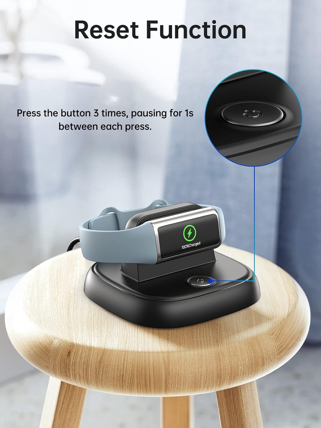 LVFAN for Fitbit Charge 6/Charge 5/Luxe Charger, Charging Cable Replacement Accessories with Reset Button, Smart Watch Fast Charging Station, Magnetic Charger Stand Dock for Fitbit Charge 6/5&Luxe