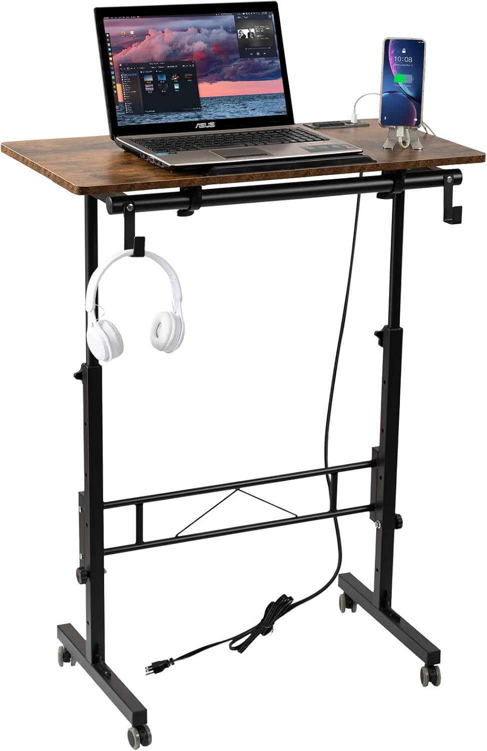 SIDUCAL Standing Desk Adjustable Height, Rustic Brown
