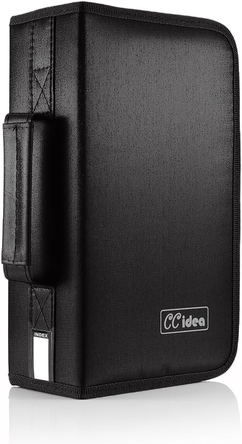 CCidea CD Case DVD Storage Holder, 128 Capacity DVD Cases Organizer CD Plastic Protective Carrying Binder,Portable Cd Wallet for Home Travel (Black)