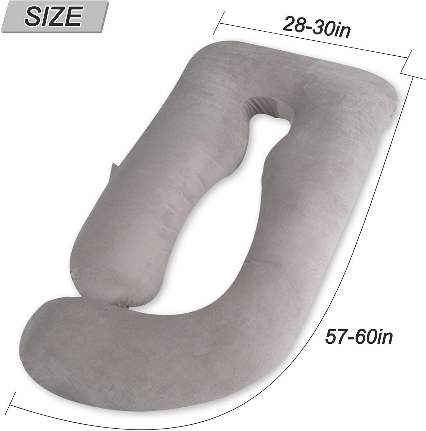60 Inch Pregnancy Pillows for Sleeping, Extra Large U Shaped Body Pillow, Pregnancy Pillow, Maternity Pillow for Pregnant Women with Velour Cover (Grey)