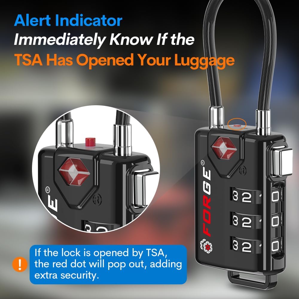 Open Alert TSA Approved Luggage Locks, 6 Pack, Easy Read Dials with Alloy Body.