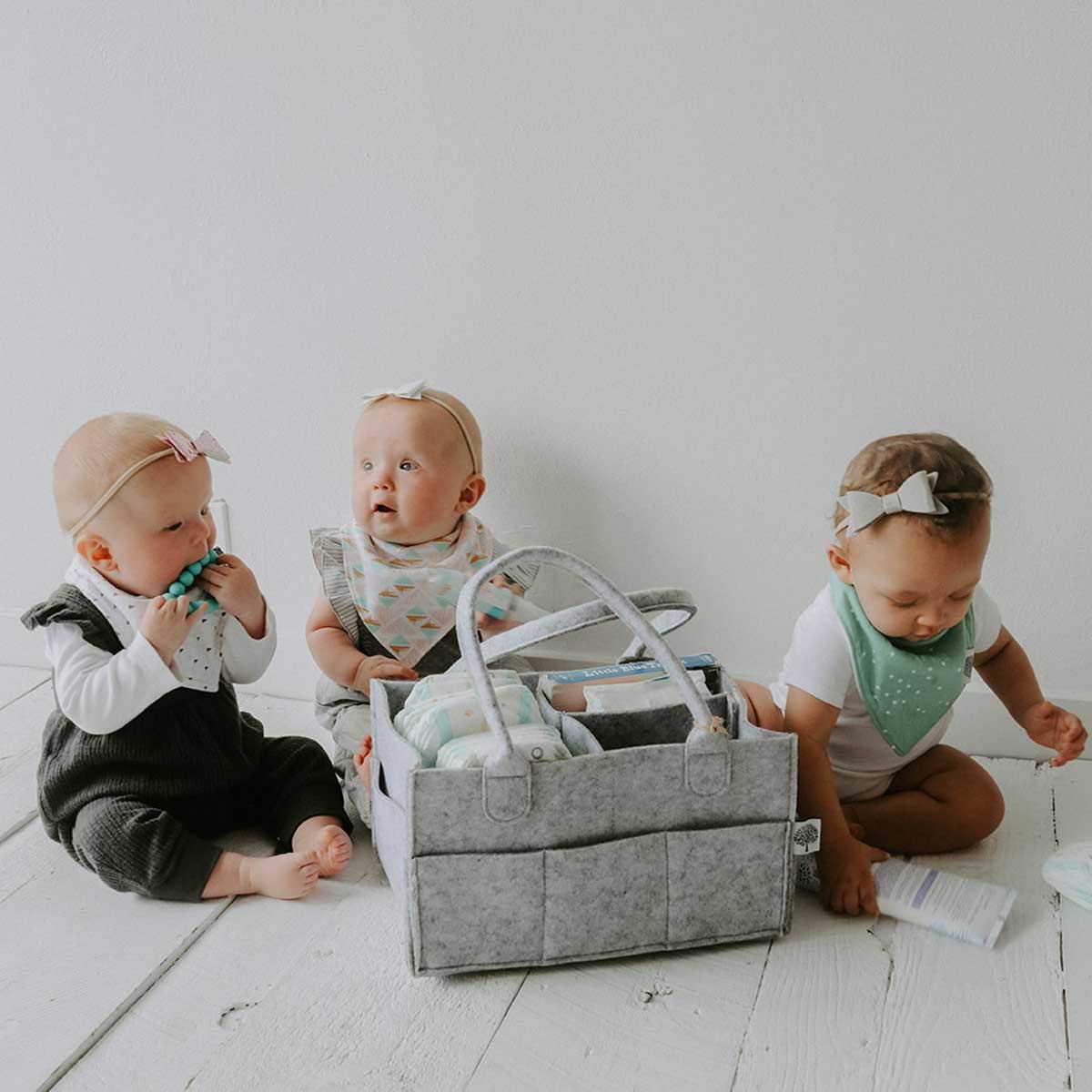 Parker Baby Diaper Caddy - Nursery Storage Bin and Car Organizer for Diapers and Baby Wipes - Gray, Regular