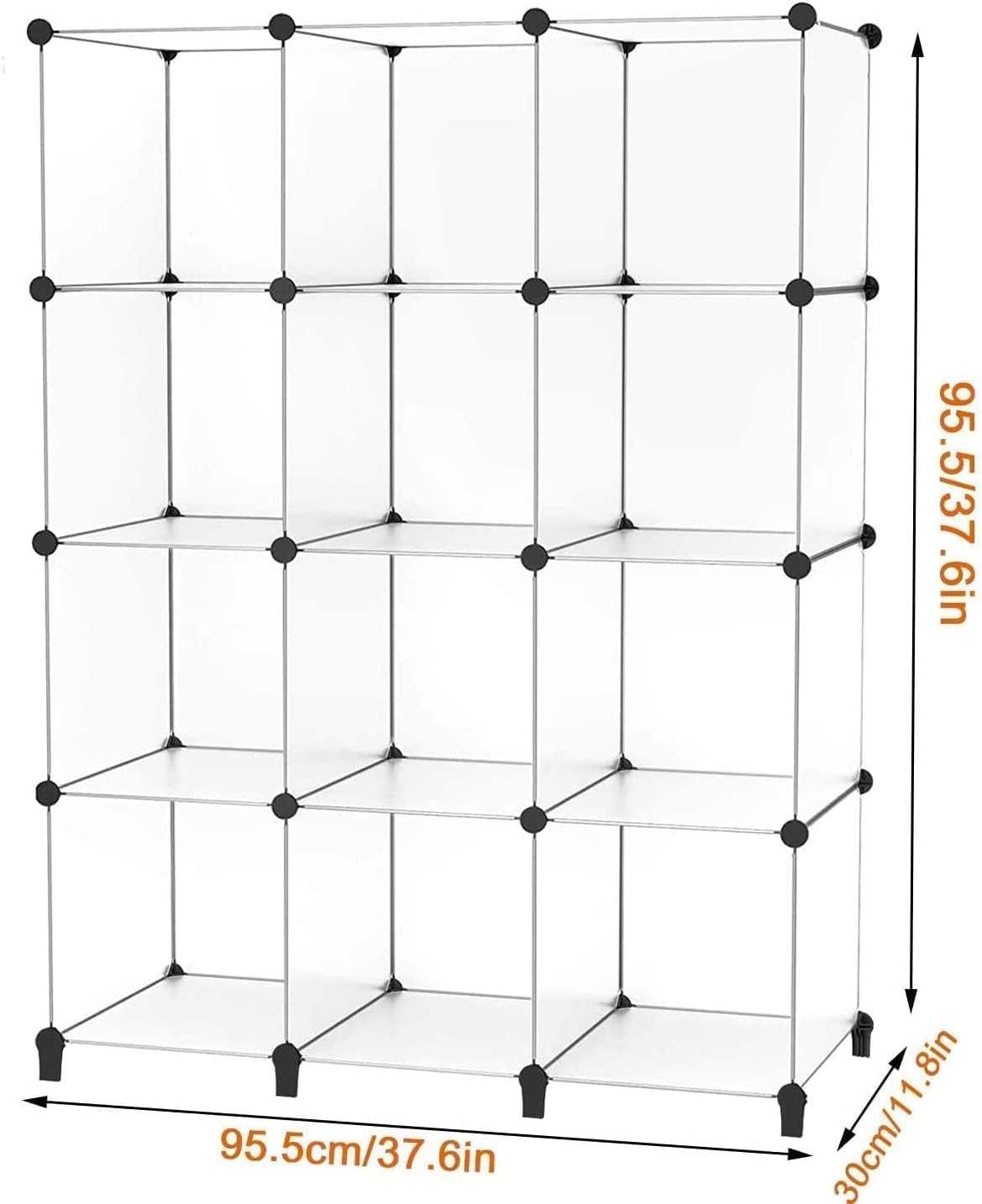 Closet Organizer, 12-cube Closet Organizers and Storage, Portable Cube Storage Organizer, Closet Shelves for Kids, Closet, Bedroom, Bathroom, Office, Transparent