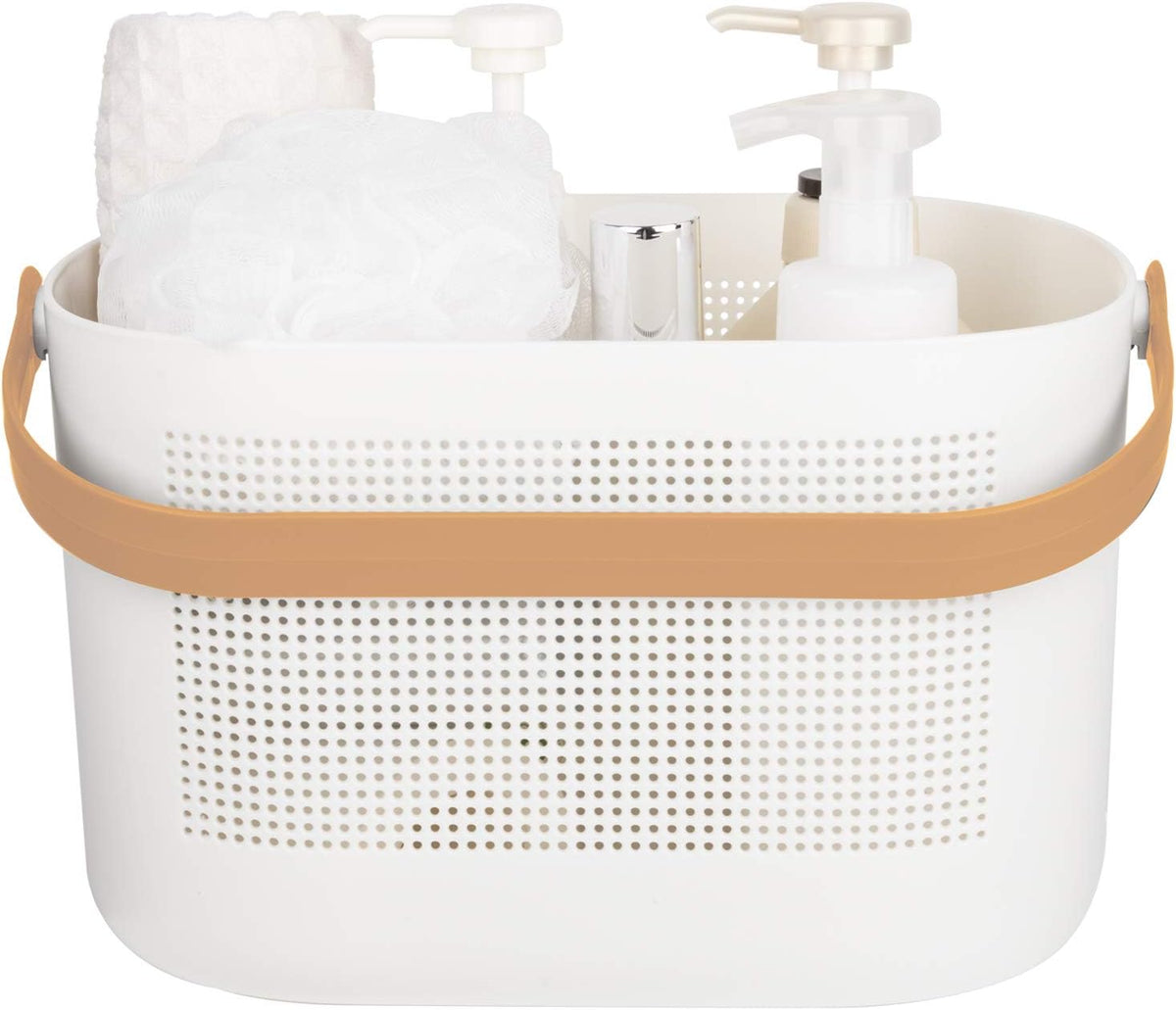 UUJOLY Plastic Storage Baskets with Handles, Shower Caddy Shelf Organizers Basket for Bathroom, Kitchen, Dorm Room, Gray