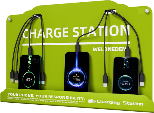 Wall Mounted Cell Phone Charging Station Mobile Phone Charging Station | Fast Charging 8 Device | Compatible with iPhone ipad Smartphone Tablets Port | Great for Offices Hotel Hospital Airport (Green)