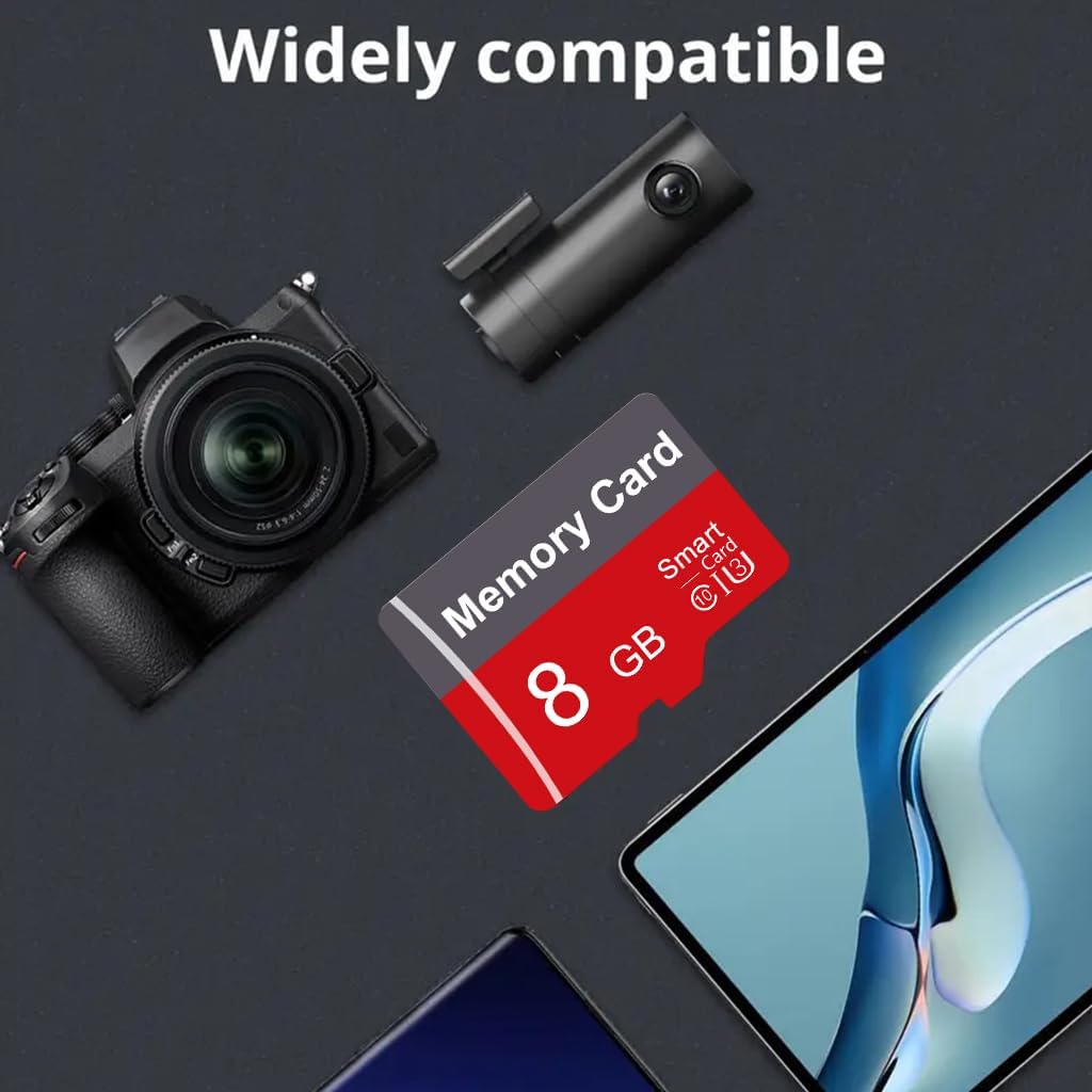 2 Pack Memory Card 8GB with Adapter, High Speed TF Card, UHS-I C10 A1 Memory TF Card for Tablet/Mobile Phone/Camera/Car Audio/Game Console (8, GB)