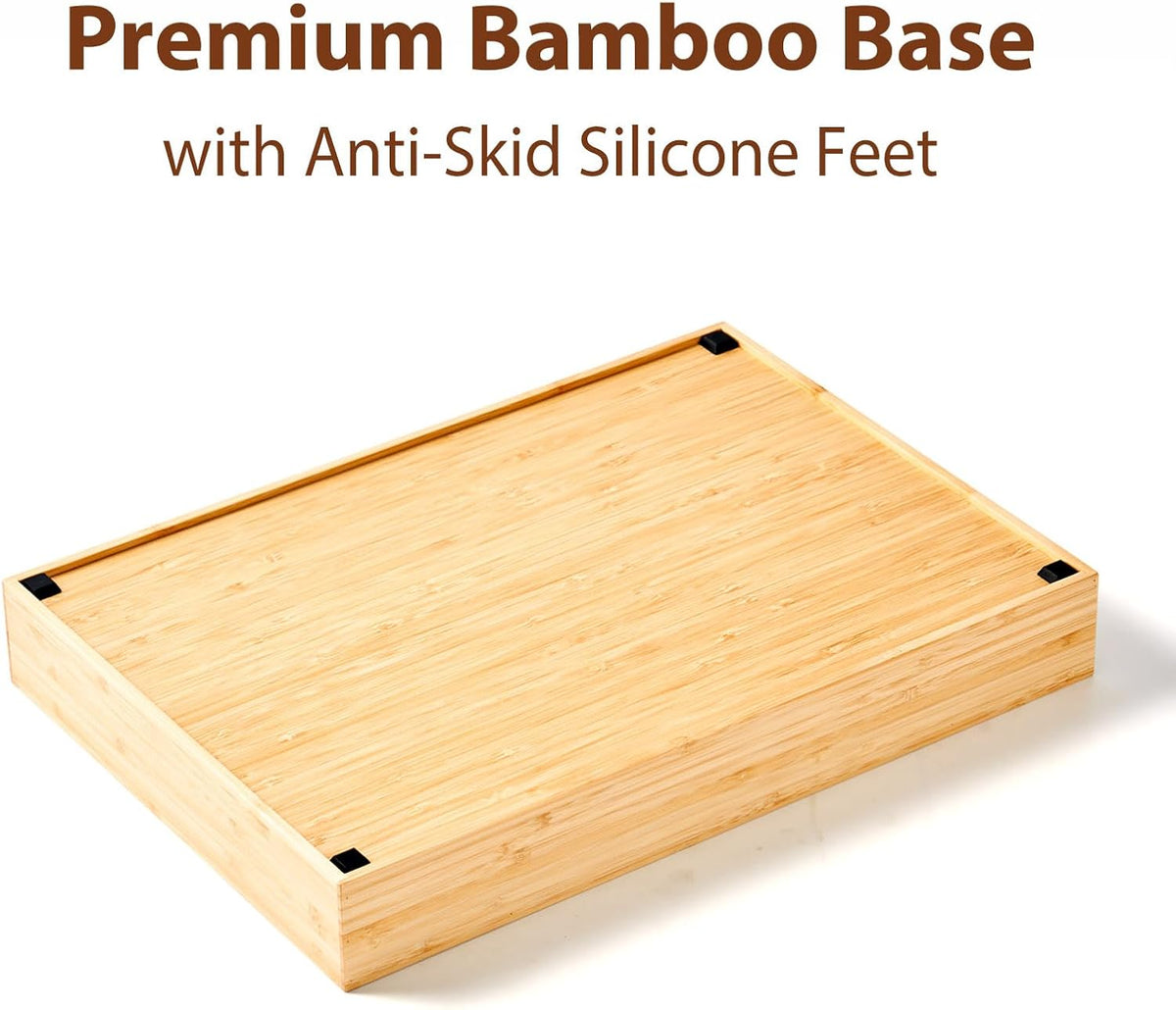 Umilife Large Bamboo Desk Drawer Organizer, Wood Office Junk Tray, 15"x12"