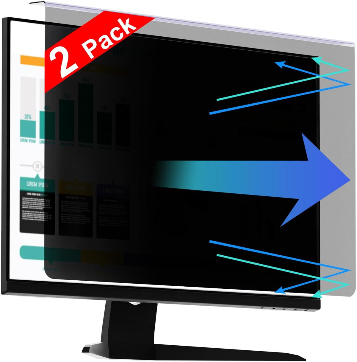 【2-Pack】20-22 Inch Hanging Computer Privacy Screen | Anti-Spy | Blue Light