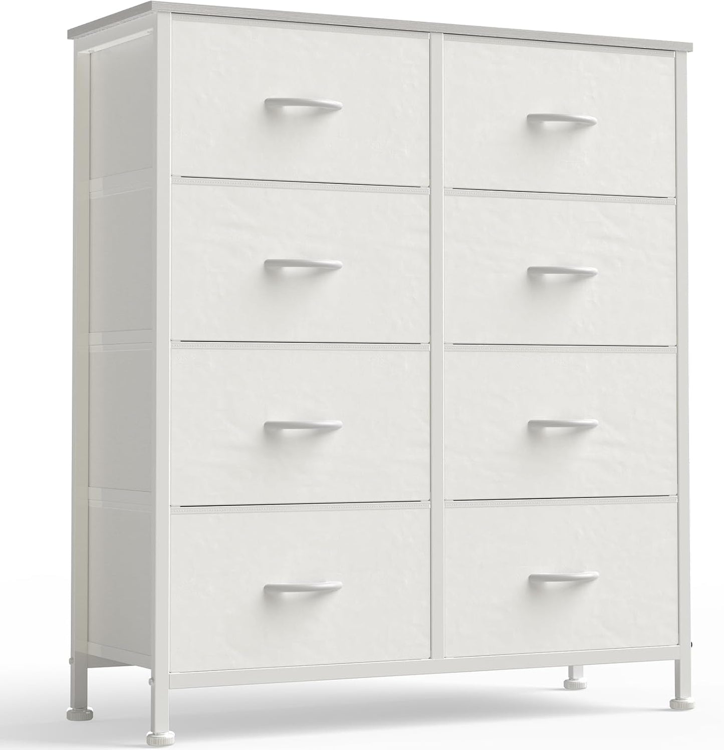 OLIXIS 8 Drawer Storage Dresser with Wood Top - Wide Fabric Chest Organizer for Bedroom, Closet, Living Room,Tower Cabinet, TV Stand, Hallway Entryway Furniture,White