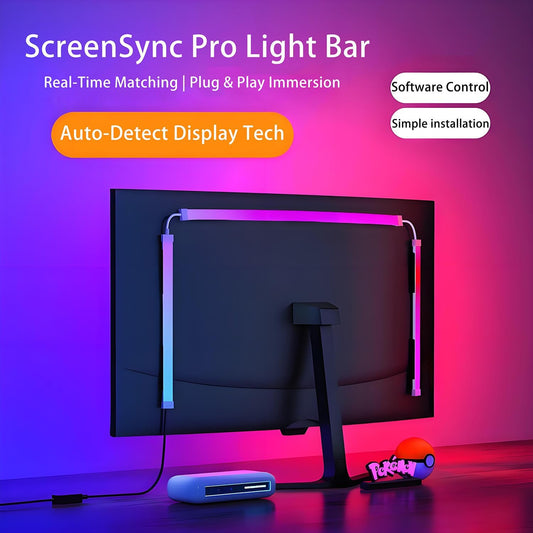 32 Inch Monitor Backlight - Smart LED Strip for PC Monitor Sync - Cinematic Screen Color and Music Rhythm - Software Driven Gaming Desktop Ambient Light for Pro Battlestations (32 inch)