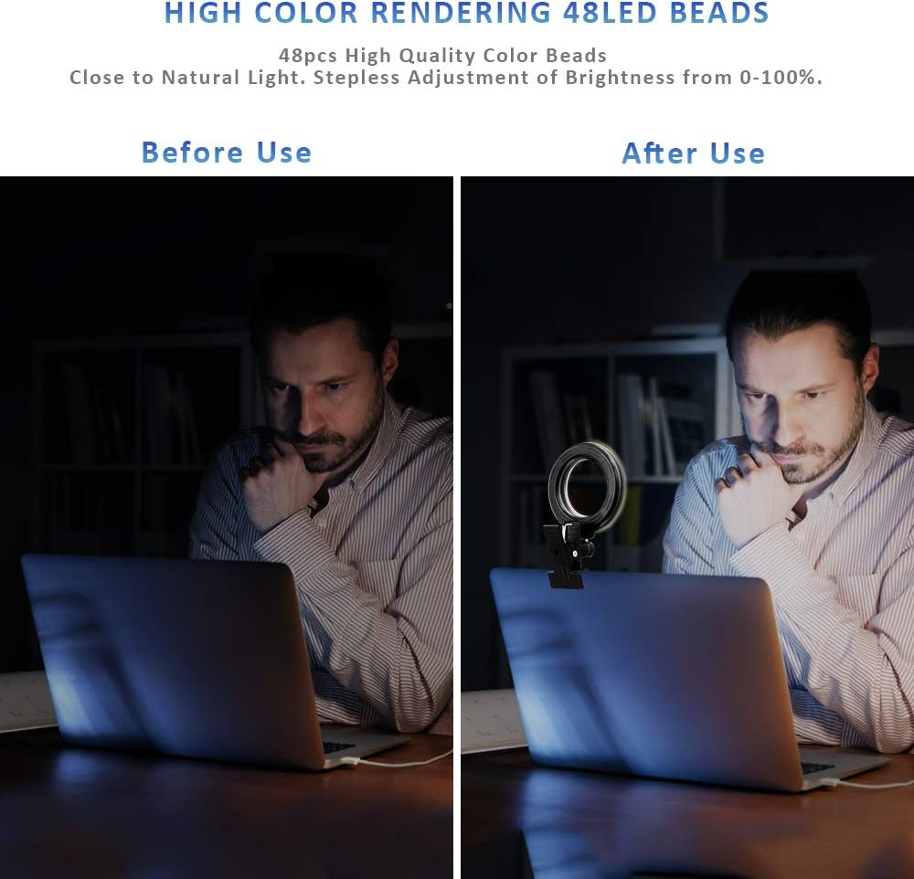 Cyezcor Video Conference Lighting Kit, Ring Light for Monitor Clip On,for Remote Working, Distance Learning,Zoom Call, Self Broadcasting and Live Streaming, Computer Laptop Video Conferencing