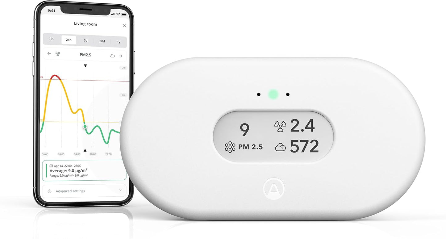 Airthings 2960 View Plus - Battery Powered Radon & Air Quality Monitor (PM, CO2, VOC, Humidity, Temp, Pressure)