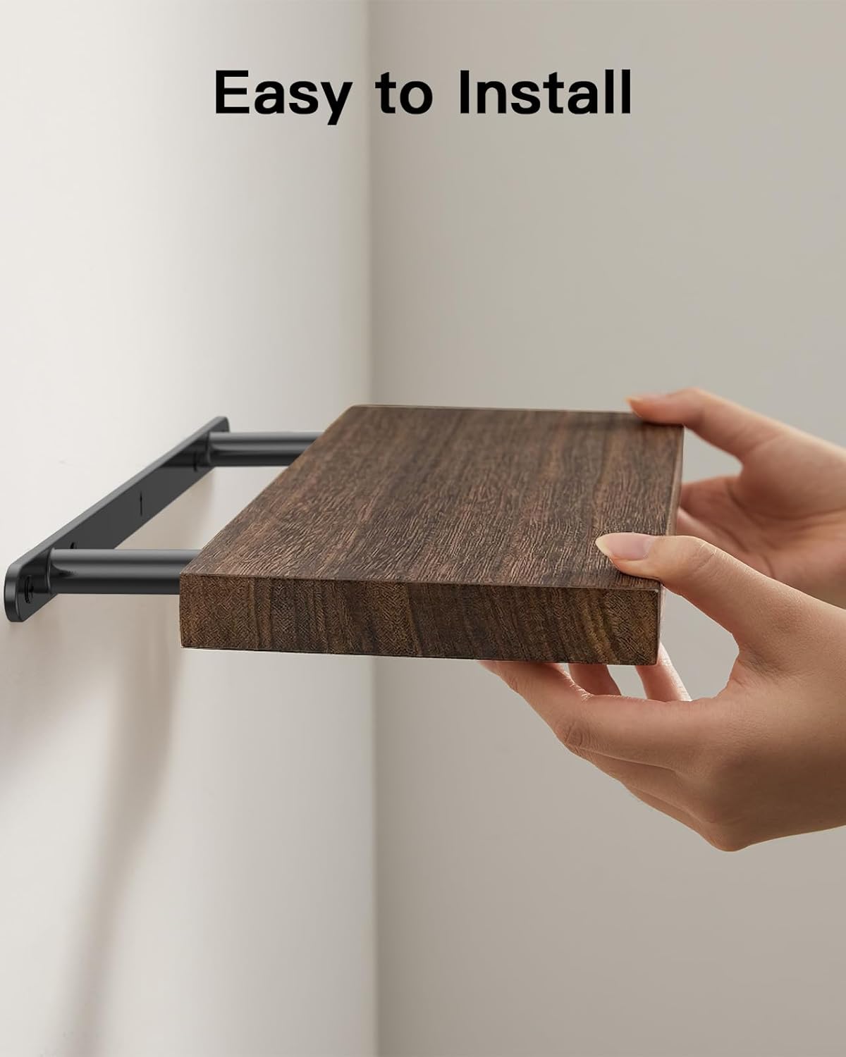 AMADA HOMEFURNISHING Floating Shelves, Paulownia Wood Wall Shelves for Bathroom/Living Room/Bedroom/Kitchen/Home Office, Natural Wood Floating Shelf for Home Storage & Organization, Set of 4, AMFS40BN