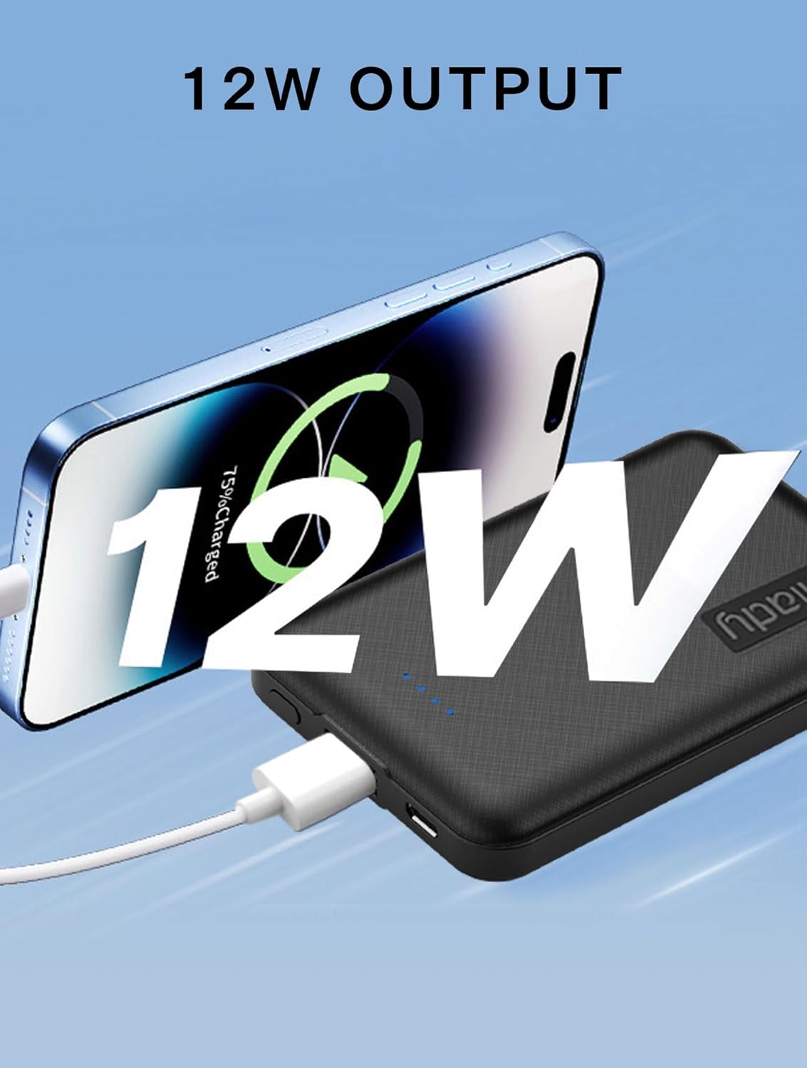 Miady 2-Pack 5000mAh Mini Portable Charger, 5V 2.4A USB-C Output Fast Charging Power Bank for Travel Small Battery Pack Compatible with iPhone 17/16/15 Galaxy S24/S22 Android etc (Deep Black+Black)