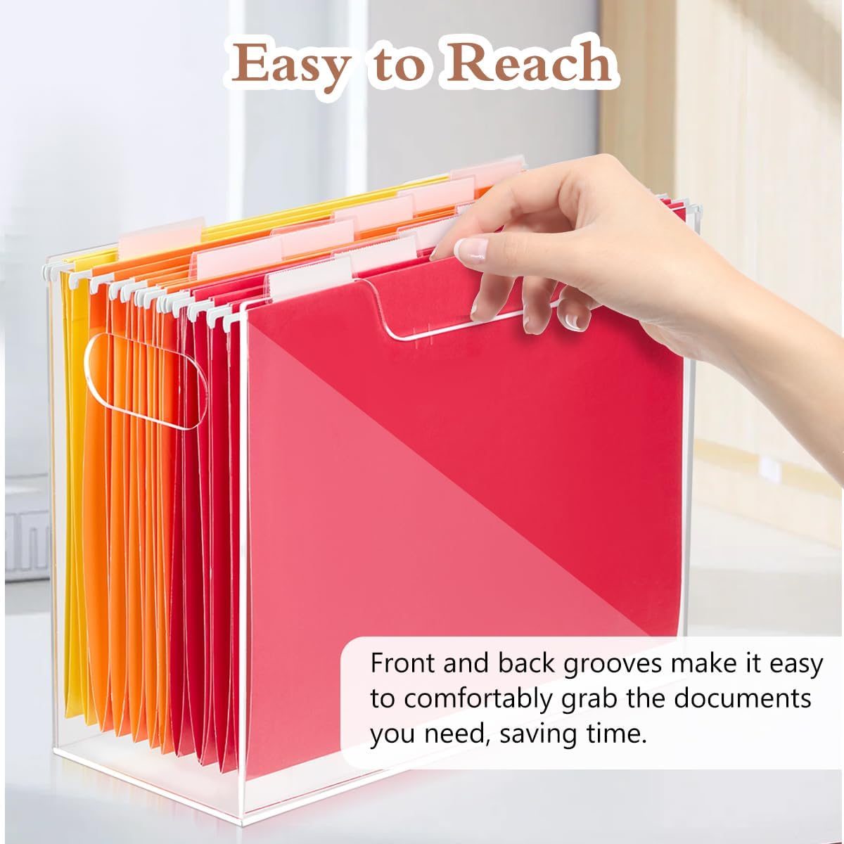Jumyee Clear Acrylic File Folder Organizer with Handle