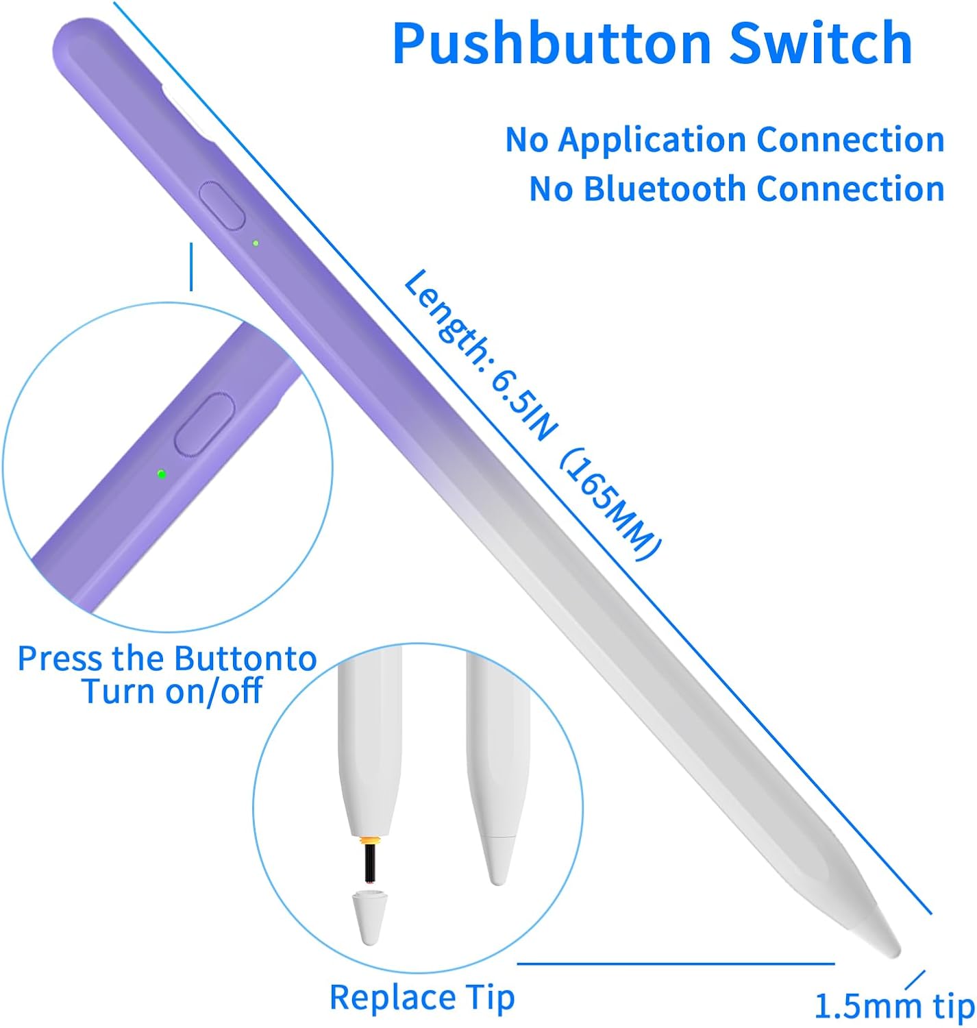 Stylus Pens for Touch Screens, Universal Fine Point iPad Pencil with Magnetic Adsorption Compatible with iPhone/iPad/Samsung/Android/Tablet & Other Touch Screens (White Purple)