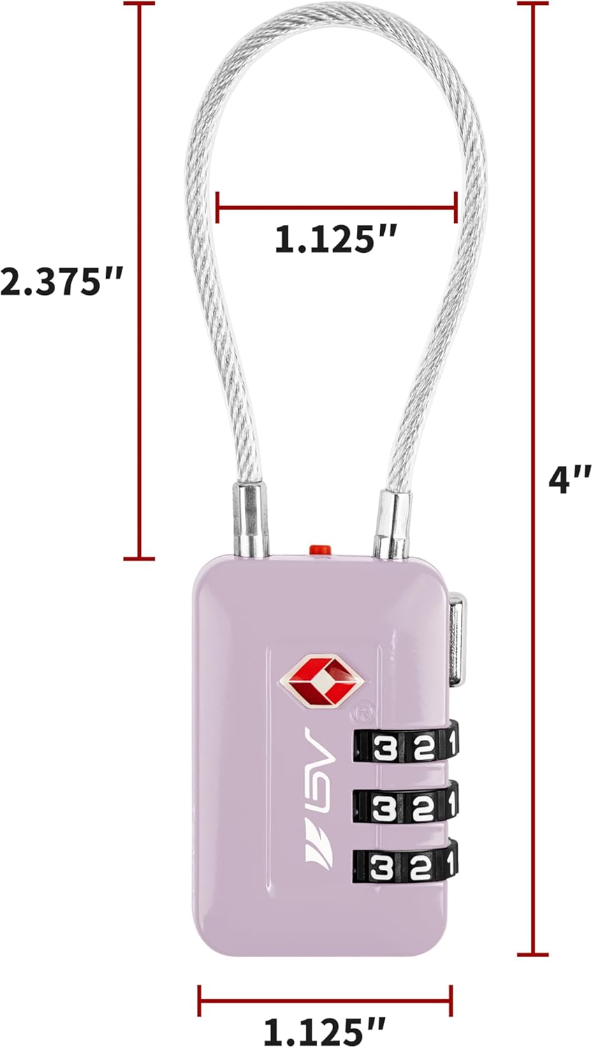 TSA Accepted Luggage Travel Lock, Set-Your-Own Combination Lock for School Gym Locker, Luggage Suitcase Baggage Locks, Filing Cabinets, Toolbox, Case (Purple, 2 Pack)