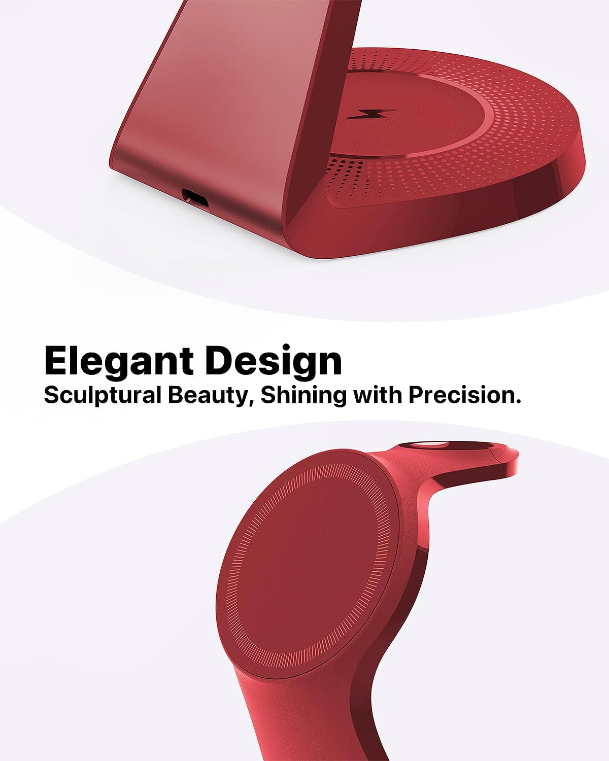LONGCONN 3 in 1 Wireless Charging Station for Apple Devices with MagSafe | Charging for iPhone 17/Air/16/15/14/13, AirPods, Apple Watch, Weighted Stable Charging Stand, USB-C Adapter Included