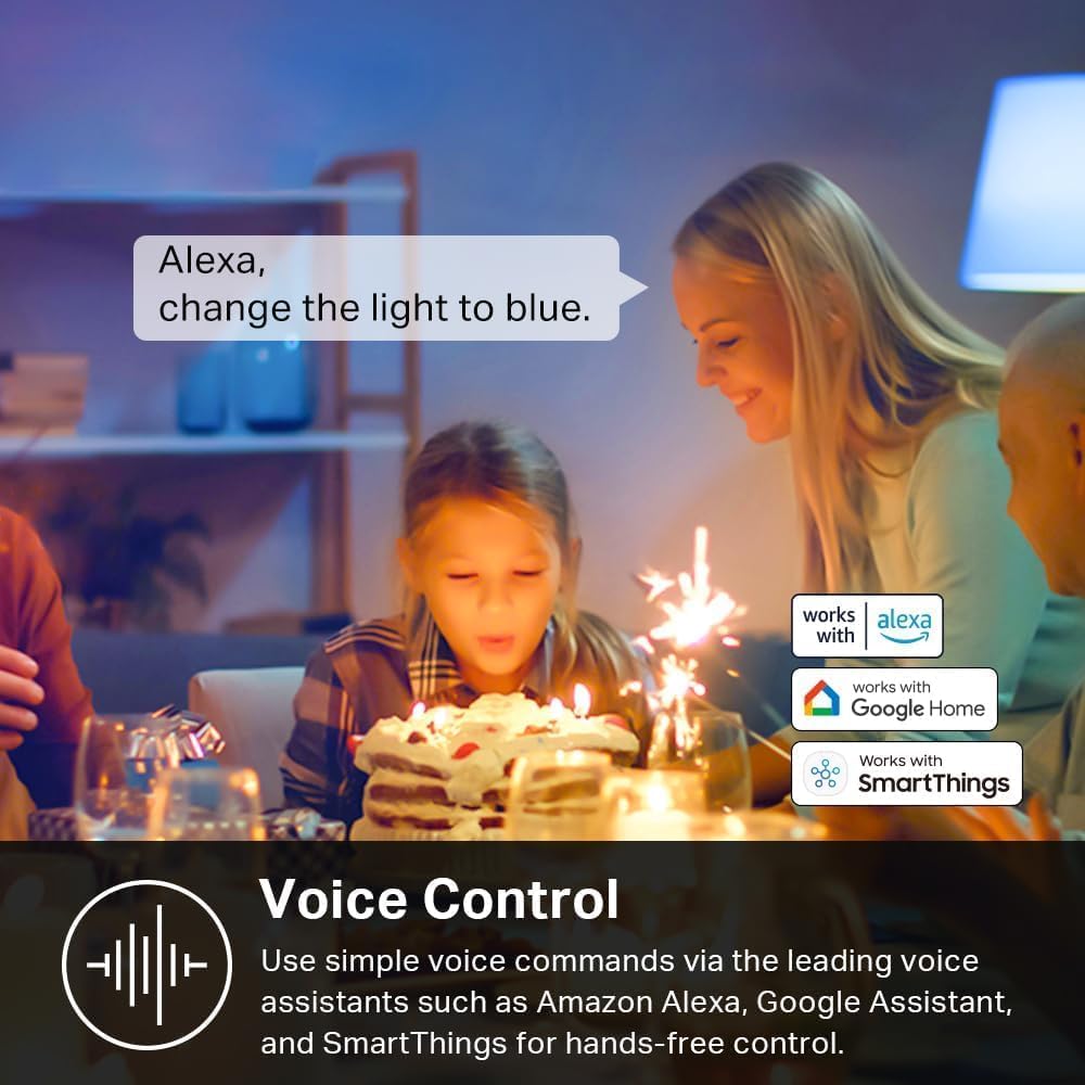 Kasa Smart Light Bulbs, Full Color Changing Dimmable Smart WiFi Bulbs Compatible with Alexa and Google Home, A19, 60 W 800 Lumens,2.4Ghz only, No Hub Required, 2-Pack (KL125P2), Multicolor